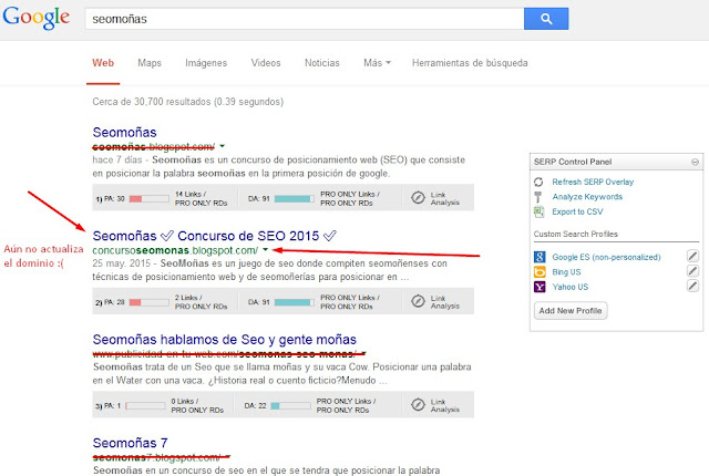 Seomoñas en los resultados de búsqueda de Google