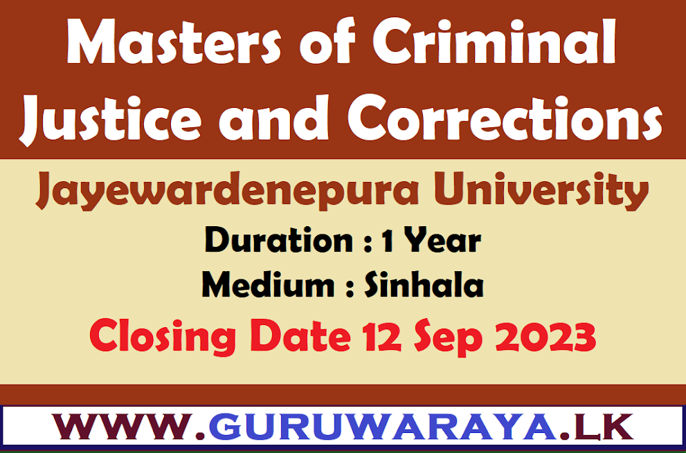 Masters of Criminal Justice and Corrections - Jayewardenepura University