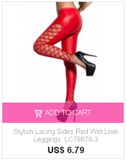  Stylish Lacing Sides Red Wet Look Leggings