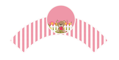 Girly Bear Eating Watermelon Free Printable Cupcake Wrappers. 