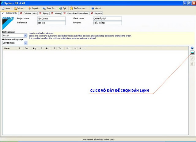 Phần mềm tính chọn thiết bị Daikin và đường ống VRV