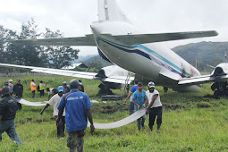 Pesawat Cargo Deraya Tergelincir di Bandara Wamena 