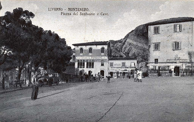 Vintage postcard, piazza del Santuario, Montenero, Livorno