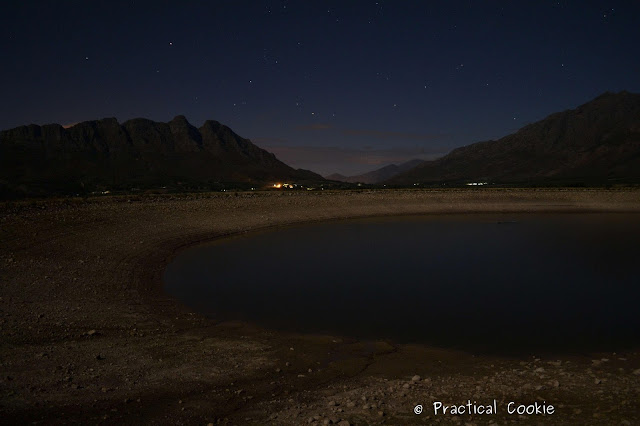 Night time photography in the mountains at Platbos Log Cabins