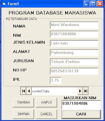 program aplikasi database mahasiswa dengan VB 6.0