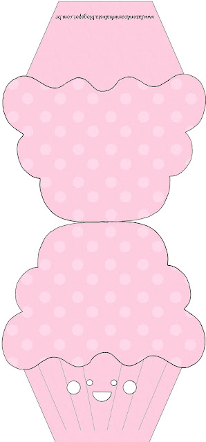 Pink with Polka Dots Free Printable Cupcake  Invitation.