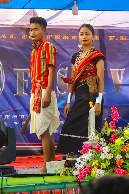 A Kaipeng couple displaying traditional attires on the stage
