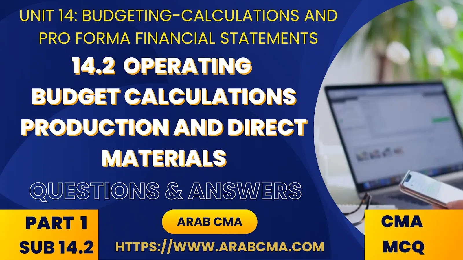 CMA PART 1 MCQ , subunit 14.2 Operating Budget Calculations -- Production and Direct Materials