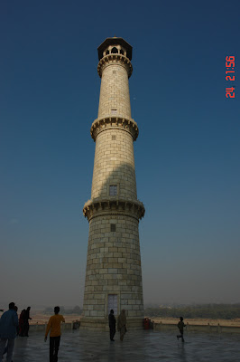 View of one of the minarets of the Taj Mahal