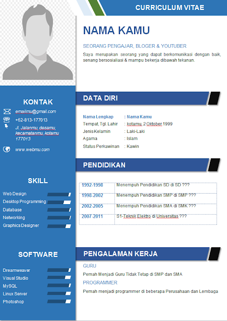 Contoh CV Profesional Format Word