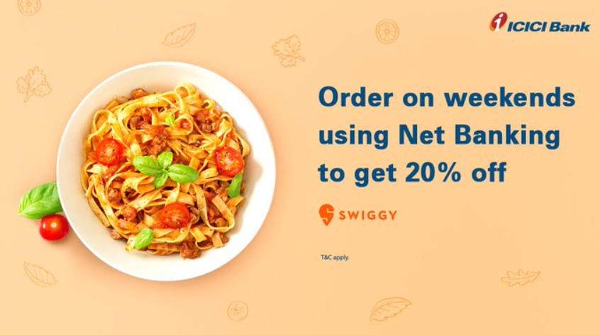 ICICI Offer Avail 20% Discount at Swiggy