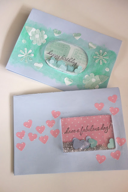 Handmade cards with a confetti window