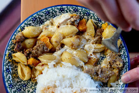 Cubes of butternut squash, Italian sausage crumbles, hot pasta and creamy burrata cheese.