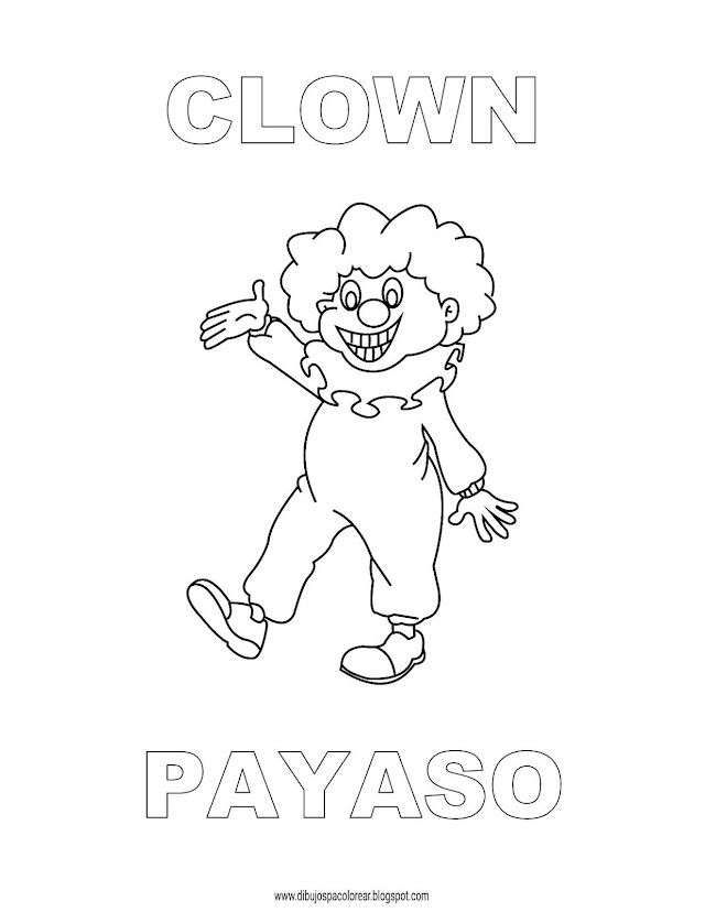 Dibujos Inglés - Español con P: Clow - Payaso