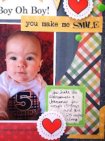 SRM Stickers Blog - 5 Months Layout by Christine - #layout #baby #boy #numbers #stickers #labels #stitches #sentiments #punched pieces