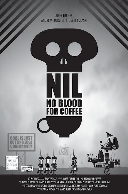 Poster for Nil: No Blood for Coffee depicting a barren battlescape