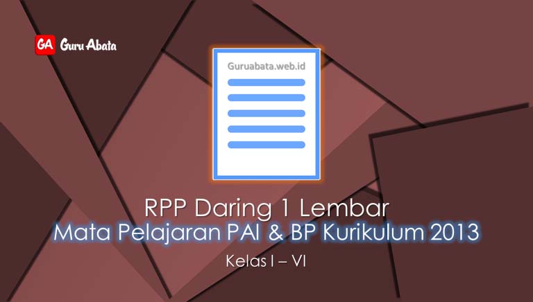 RPP Daring 1 Lembar PAI & BP SD Kelas 1 2 3 4 5 6 Tahun 2020/2021