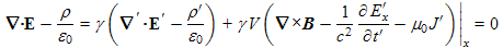 first Maxwell equation transformed to the moving reference frame