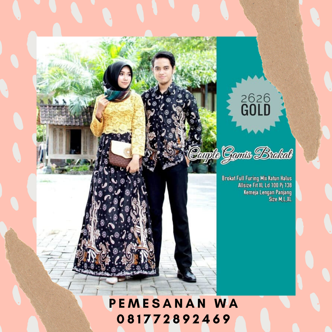  Model  Baju  Gamis  Batik  Couple Sarimbit  Kombinasi Broklat 