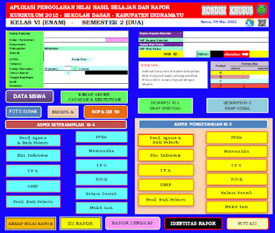 Aplikasi Raport K13 Kelas 6 SD/MI Semester 2 Kondisi Khusus