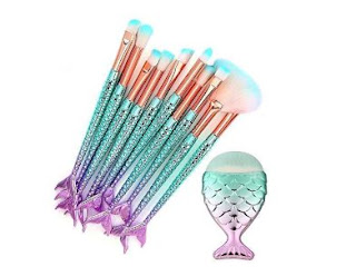 Makeup Brushes 11PCS Make Up Foundation Eyebrow Eyeliner Blush Cosmetic concealer Brushes(Mermaid colorful) 