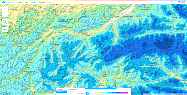 Previsioni di neve fresca nelle 48 h. Le regioni con più precipitazioni si trovano al (sud-)est del Land.