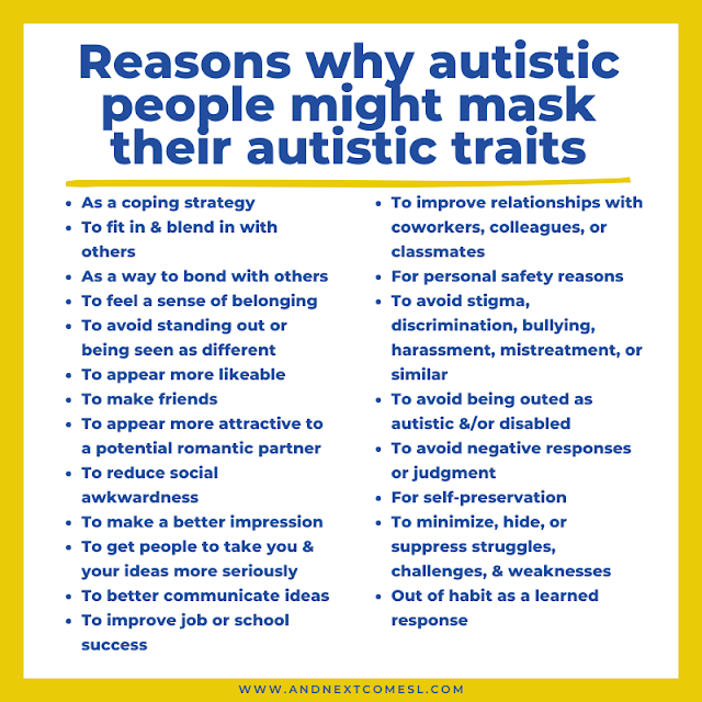 List of reasons why an autistic person might mask their autistic traits