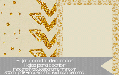 hojas con bordes decorados en dorado para imprimir