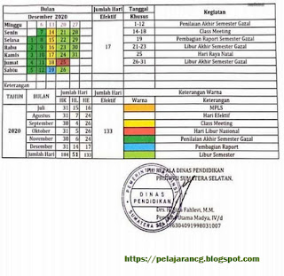  KALENDER  PENDIDIKAN TAHUN AJARAN 2021 2021  PROVINSI SUMSEL 