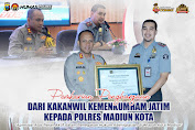 Polres Madiun Kota Dapat Penghargaan dari Kemenkumham Jatim.