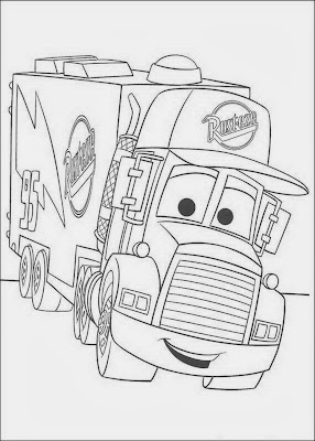 Lightning McQueen is the principal graphic symbol on Cars Disney Movie Top Cars Coloring Pages - Lightning McQueen