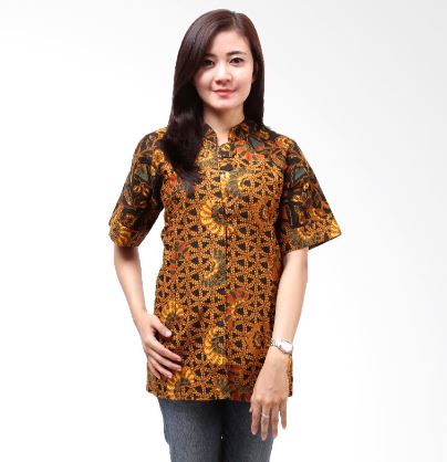 20 Contoh  Model  Kemeja  Batik Wanita Kombinasi  Modern 2019