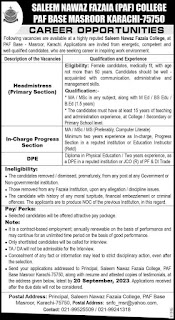 PAF College Jobs 2023 -- New Jobs New Application Form Apply Now Fast