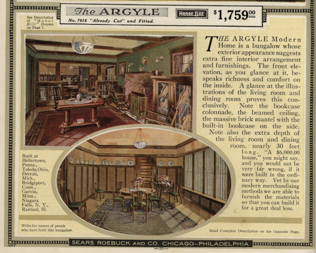 color print image of description of Sears Argyle in 1921 Sears Modern Homes catalogue