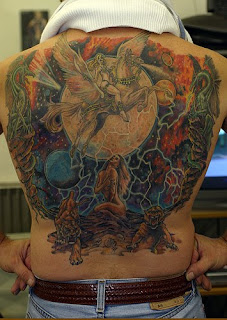 dragon tattoo pegasus tattoo and sexy girl picture tattoo on back body