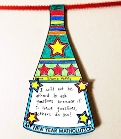 My New Year Matholution! Math Pennant to set new year's resolutions in math class