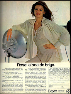 propaganda Bayer com a modelo Rose Di Primo - 1979.  anos 70. Oswaldo Hernandez. propaganda anos 70. Reclame anos 70 