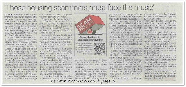 Those housing scammers must face the music - Keratan akhbar The Star 27 October 2023