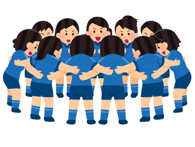 円陣を組む人たちのイラスト 女性スポーツ選手 かわいいフリー素材集 いらすとや