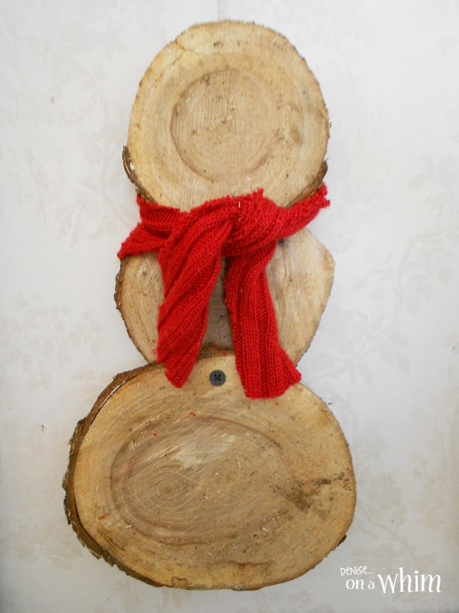 Rustic Wood Slice Snowman via Denise on a Whim