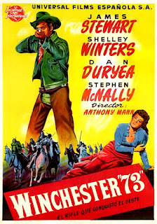 WINCHESTER "73". Cartel. España. WINCHESTER 73. Winchester '73. 1950. Estados Unidos. Dirección: Anthony Mann. Reparto: James Stewart, Shelley Winters, Dan Duryea, Stephen McNally, Charles Drake, Millard Mitchell, John McIntire, Jay C. Flippen, Will Geer, Rock Hudson, Tony Curtis, James Best.