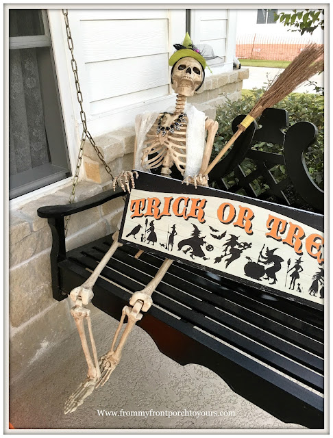 Halloween-Decorations-Porch Swing-Front Porch Skeleton-From My Front Porch To Yours