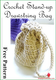 Crochet Stand-up Drawstring Bag Pattern.  Designed to hold small toys in an Operation Christmas Child shoebox.