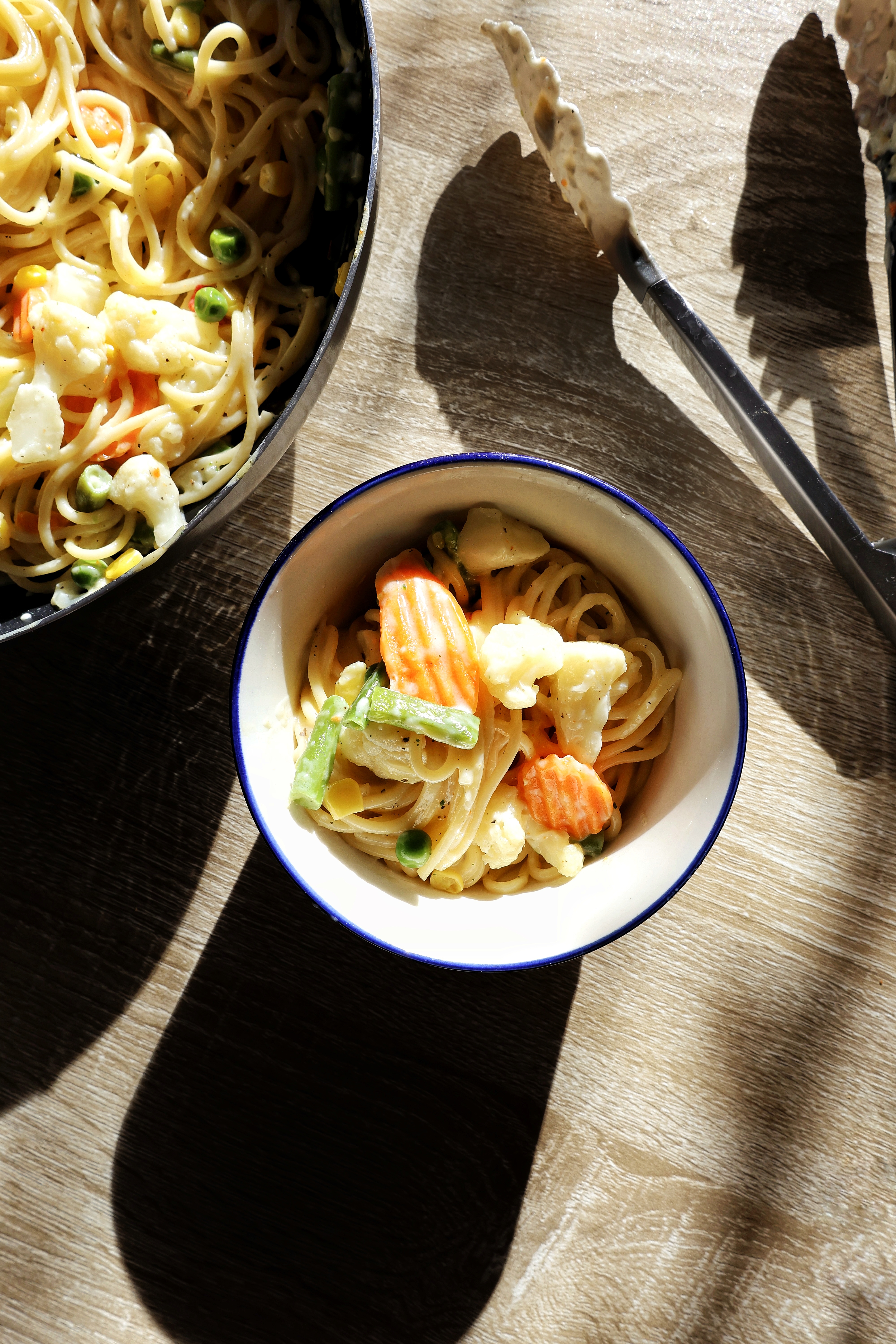 Simple Creamy Vegetable Pasta for Two Two