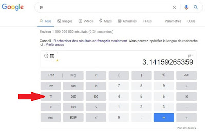 Calculatrice sur Google Recherche