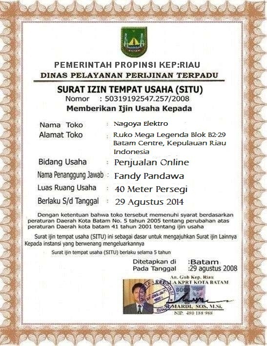 Batam Online SURAT IZIN TEMPAT USAHA