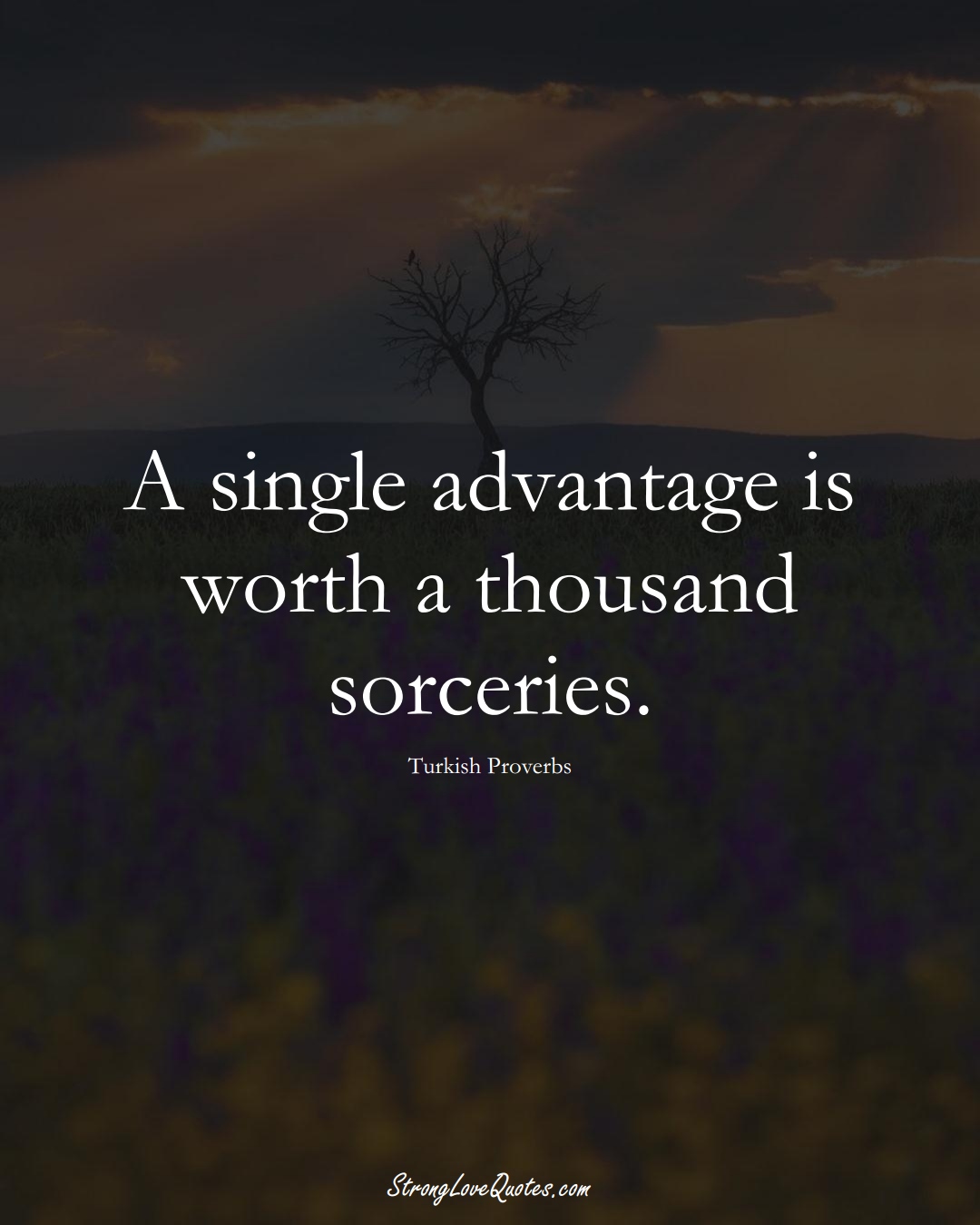 A single advantage is worth a thousand sorceries. (Turkish Sayings);  #MiddleEasternSayings