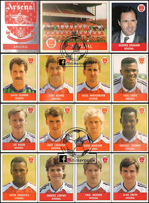 Arsenal 1990 1991 panini england football 91