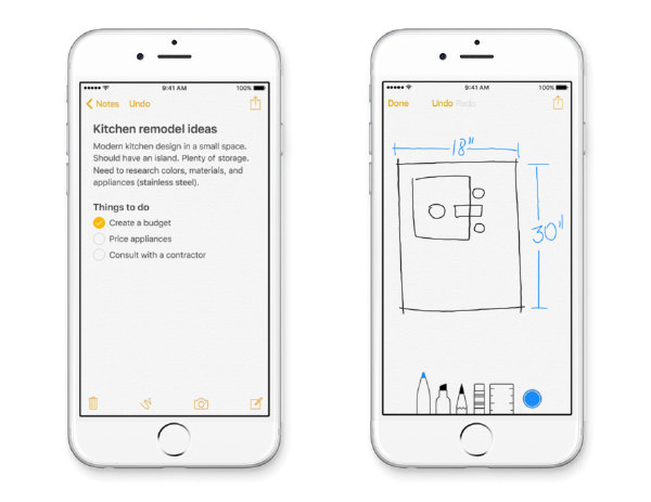 ios 9 new features notes app