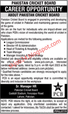 Pakistan Cricket Board PCB Jobs 2023 Vacancies in Lahore Criteria Latest Jobs in Pakistan